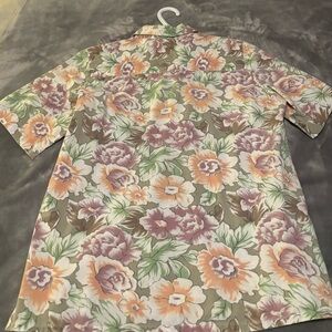 Alia Floral Men's Shirt with Green, Purple, and Orange
